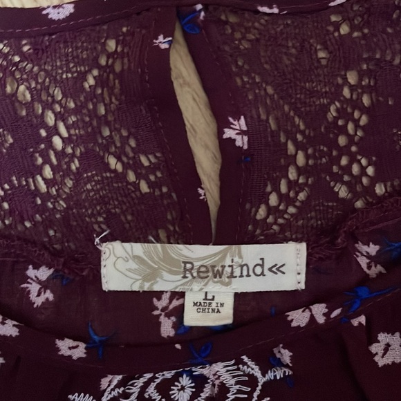 Burgundy/Pink/Blue Floral Patterned Long Sleeve Blouse - Picture 2 of 2